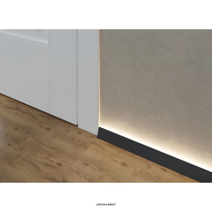 Микроплинтус Laconistiq Light (под подсветку) Черный анодированный 25х16х5х2450мм, 7 зажимов в комплекте