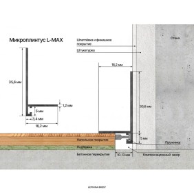 Микроплинтус LACONISTIQ L MAX угловой Белый МУАР (35,6х16,2х4,9х2450мм) 7 зажимов в компл. - 1