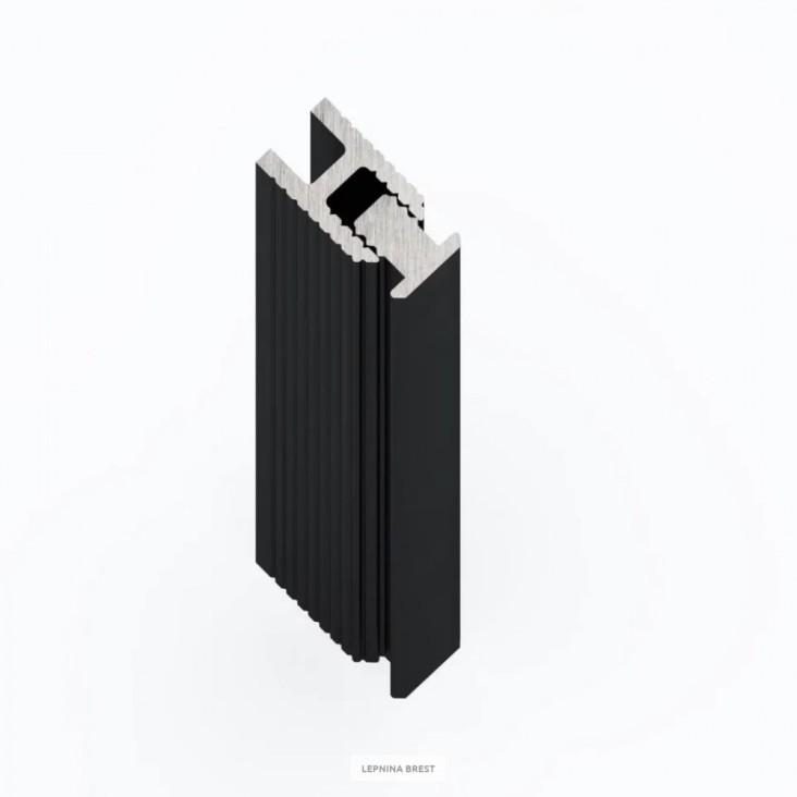 Теневая рейка LACONISTIQ DUAL mini, под обои, панели и керамог. Чёрная МУАР RAL9005 (6х10х3000мм. зазор 3.5мм) вставка FLEX в комплекте