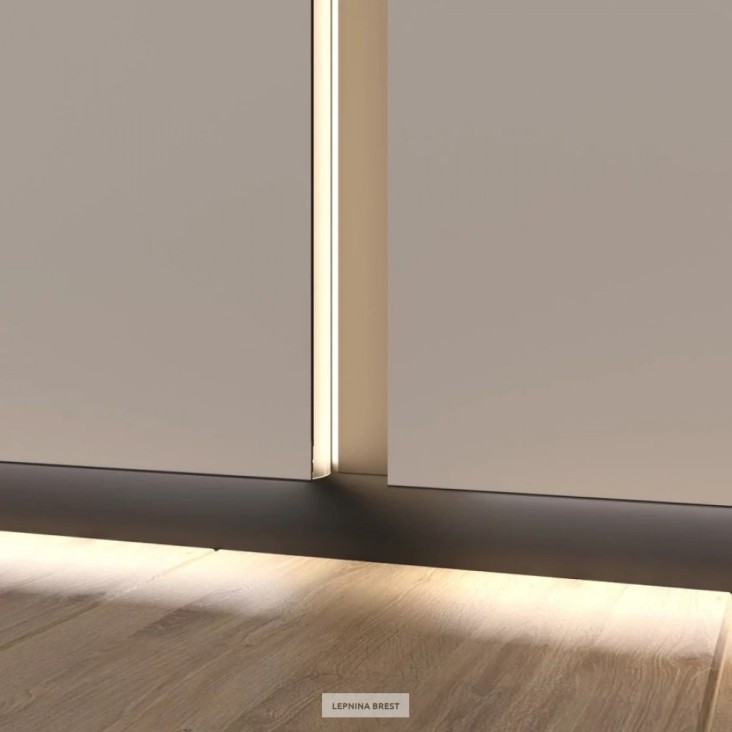 Теневая рейка LACONISTIQ Light Чёрная МУАР RAL9005 (45,7*15,45*3000мм.) под подсветку, вставка FLEX в комплекте
