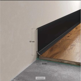 Плинтус алюминиевый LACONISTIQ Adhesive 60мм Серебристый анод. (60*10*2500мм) - 0