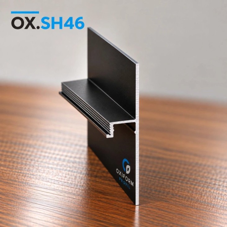 Плинтус с теневым зазором под подсветку OXIFORM Shadow OX.SH46, черный анод, рассеиватель в комплекте