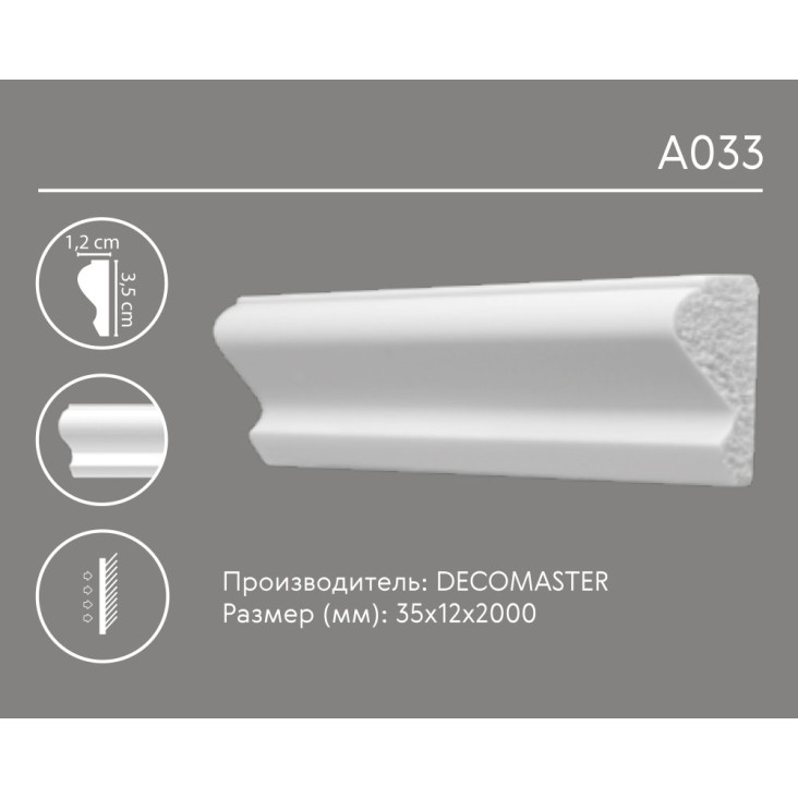 Молдинг гладкий A033 Decomaster