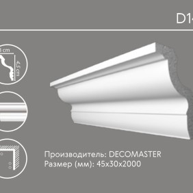 Карниз гладкий D 148 (плинтус потолочный)