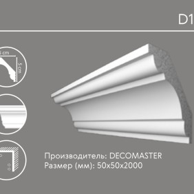Карниз гладкий D 124 (плинтус потолочный) - 1