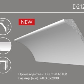 Карниз гладкий D 212 (плинтус потолочный)