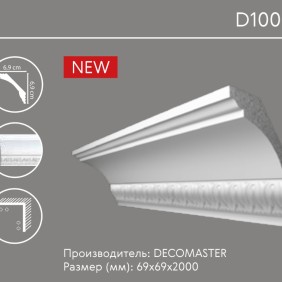 Карниз с орнаментом D 100B (плинтус потолочный)