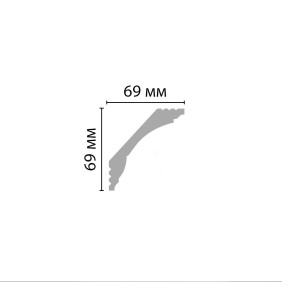 Плинтус потолочный гладкий D100-115 Decomaster (69*69*2000мм) - 2